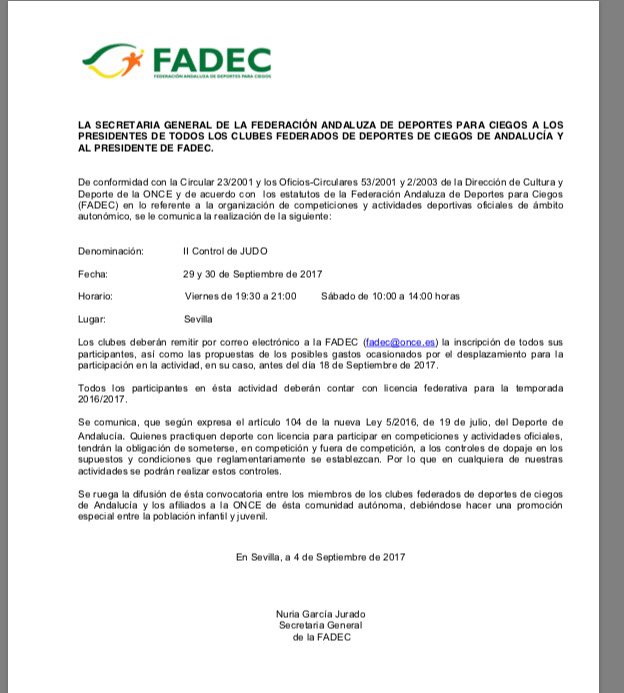 Los próximos días 29 y 30 de septiembre, tendrá lugar nuestro II control de yudo, para nuestros judocas andaluces
#FADEC