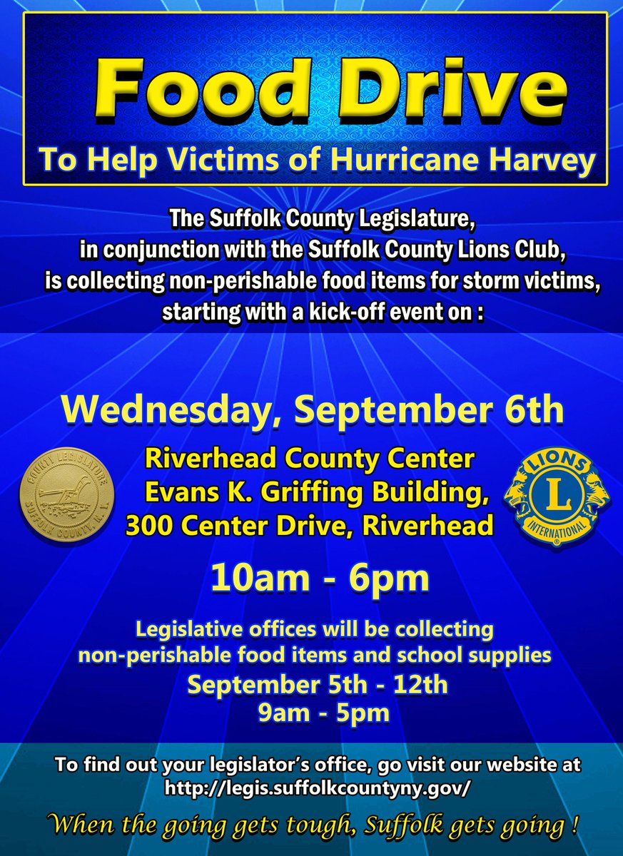 SC_Legislature's tweet image. Tomorrow in #Riverhead! Legislature collecting food and school supplies for Harvey victims. #HelpforHouston