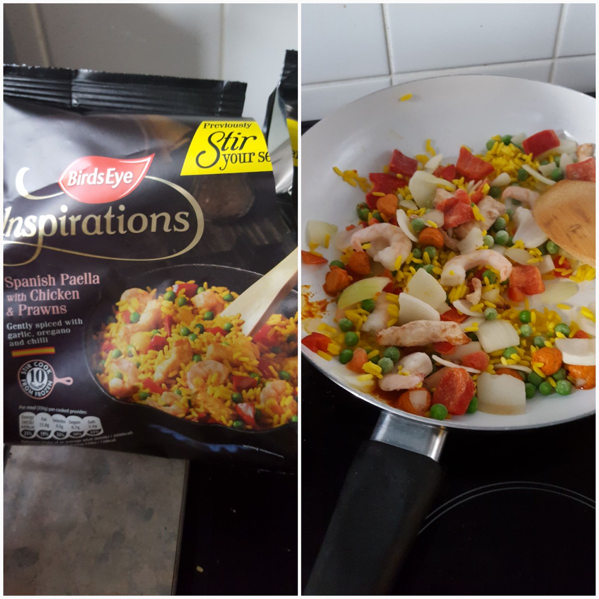 PinkmojitoJ's tweet photo. Er @Birdseyeuk Can we have a bit more Rice in our Paella please?? This is bulked out with onion and red pepper #notcool #birdseye #paella https://t.co/sDJv872wyX