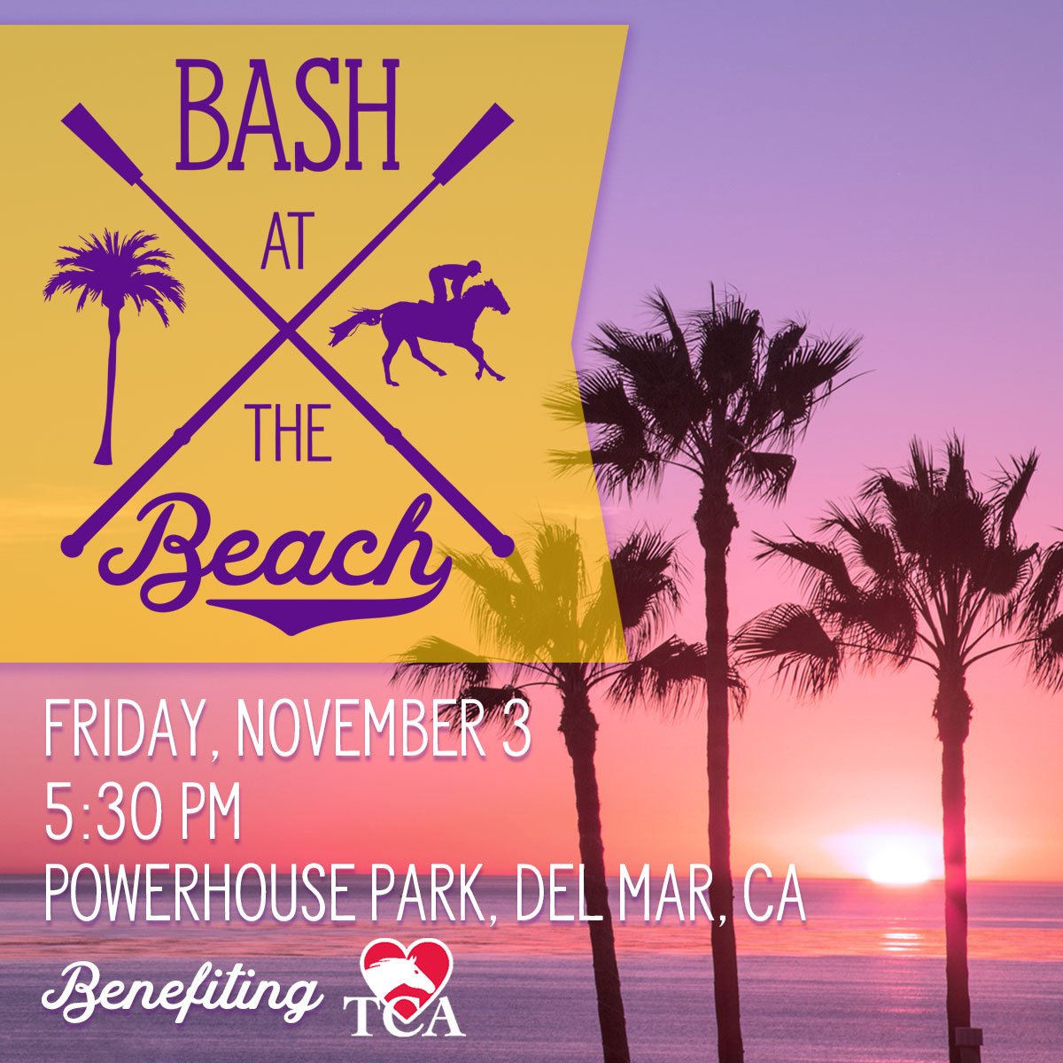 Join us for a Bash at the Beach, Fri., Nov. 3 in Del Mar! All proceeds benefit TCA bit.ly/2gKdt17