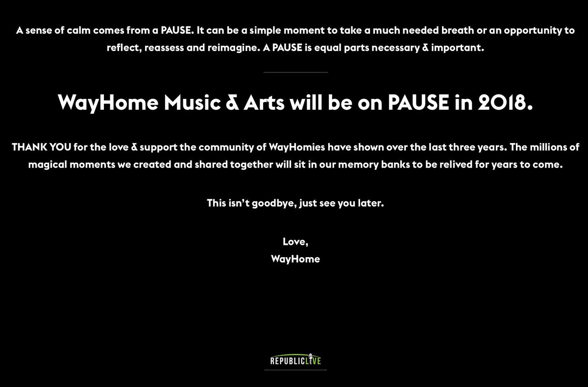SoundCheckBlg's tweet image. #BREAKING @wayhomefestival put on PAUSE for 2018...details: soundcheckentertainment.ca/breaking-news-…
