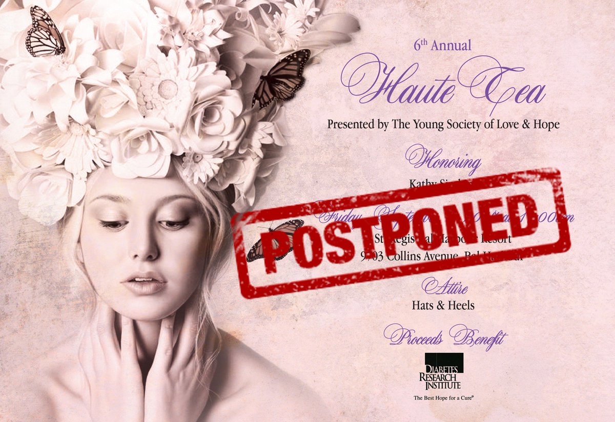 Diabetes_DRI's tweet photo. #HauteTea is postponed until further notice, so that everyone can prepare &amp; be safe in anticipation of Hurricane Irma. Your safety is key! https://t.co/Gg26YuKgPv