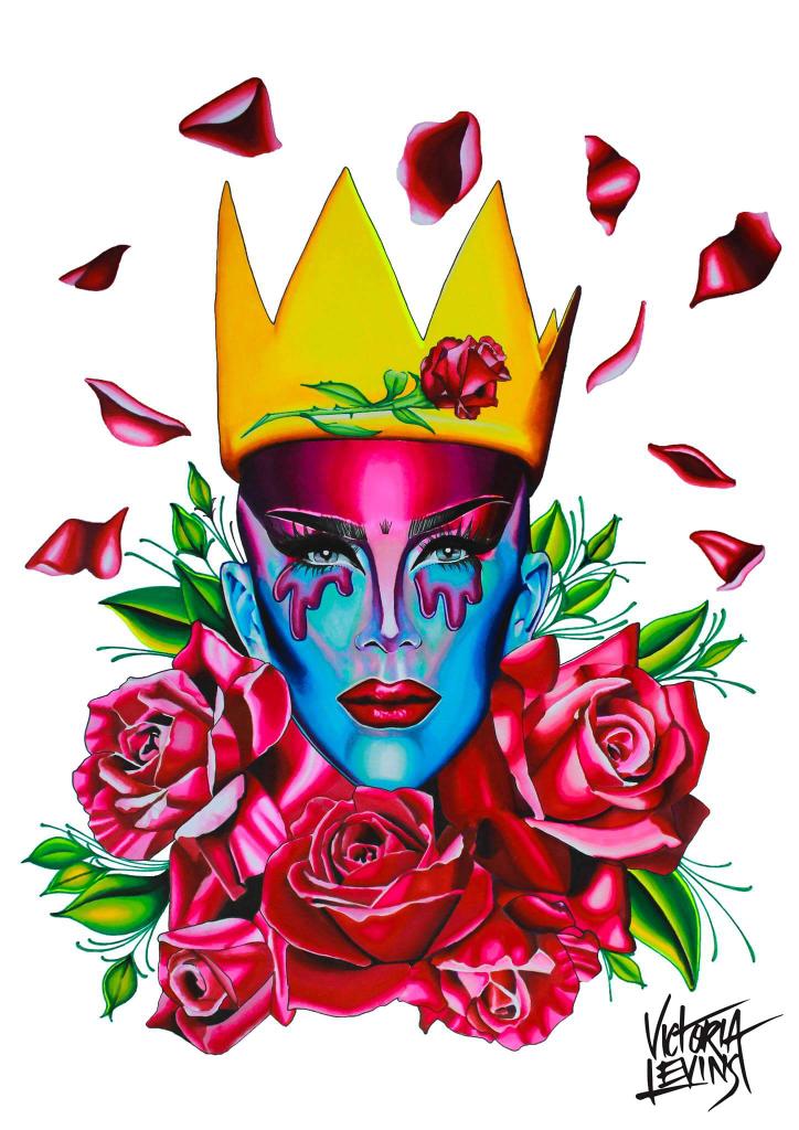 VicLevinsArt's tweet photo. So here's my piece of @sasha_velour all hand drawn on paper. I will have these prints available at @RuPaulsDragCon https://t.co/91i9qIEH0I