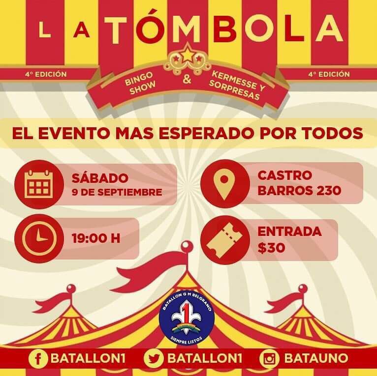 Batallon1's tweet photo. El sábado ya tenemos los planes para vos y toda tu familia. Soluciones a tus problemas 💪 #BuenMartes #LaTombola #Bingo #Kermesse https://t.co/4HjANNYAJW