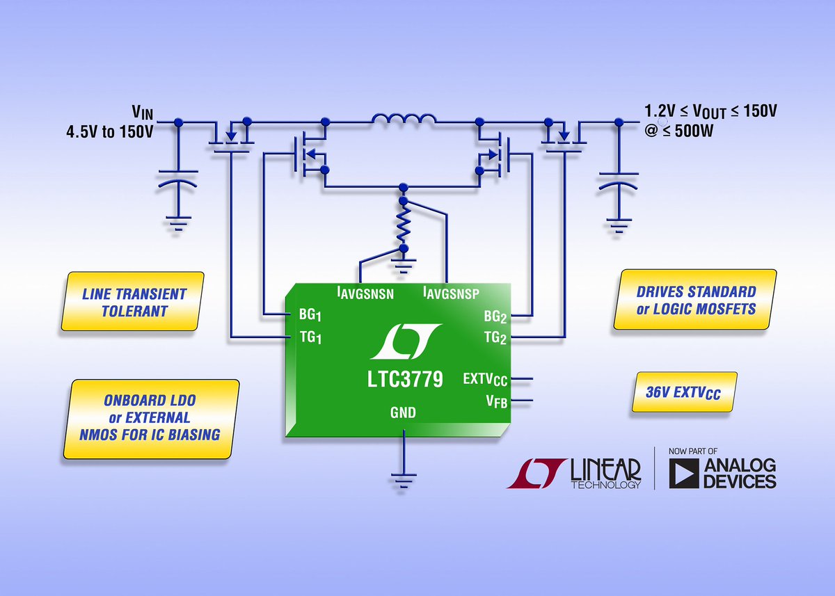 150V Synchronous Buck-Boost Controller Eliminates Surge Protection Devices &amp; Delivers Up to 99% Efficiency ... lt.linear.com/0hu