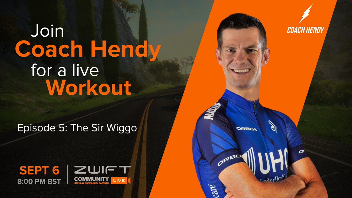 GoZwift's tweet image. #WorkoutWednesday returns with @coachhendy for Ep 5 "The Sir Wiggo" 🇬🇧

Join the @GoZwift Facebook LIVE stream 20:00BST/15:00EDT/12:00PDT