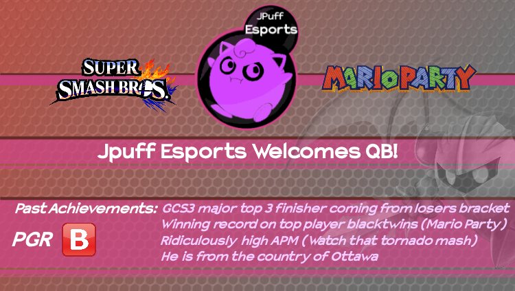 JpuffEsports's tweet photo. Here's our 1st #International Smash &amp; Mario Party player @EasyMoneyQB

Sponsoring a casual party game? 
Smash can be competitive, trust us! https://t.co/cHJZCehWJ2