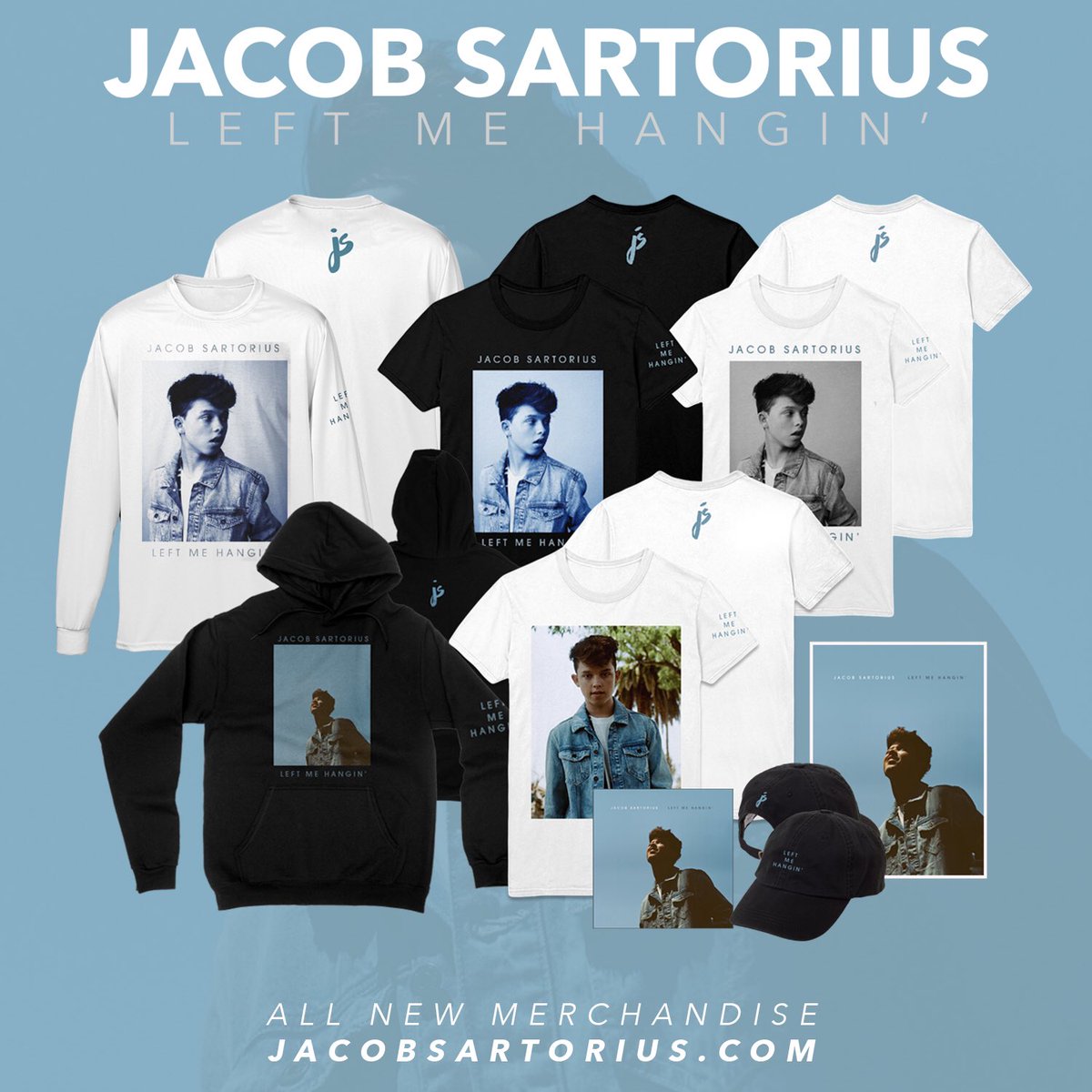 jacobsartorius's tweet image. guess what?! I finally put out some new merch for you guys!! everything comes with a DL to my new #LeftMeHangin EP 🤘🏼jacobsartorius.com