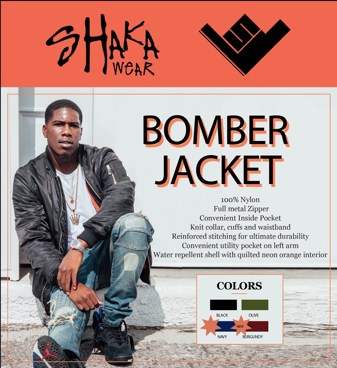 Checkout our Bomber Jackets! Now available in two new colors, Burgundy and Navy. #shakawear #bomberjacket #burgundy #navy #waterepellent