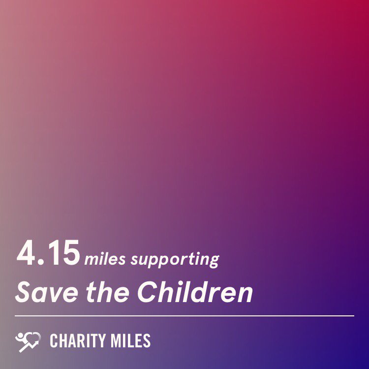 abaladah's tweet photo. 4.1 @CharityMiles for @savethechildren. Thx 2 #JNJ &amp; @DonateAPhoto. https://t.co/EImvcHkfnA