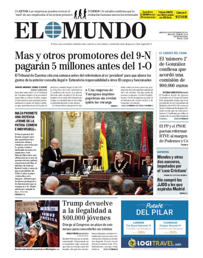#LaPortada del miércoles 6 de septiembre.