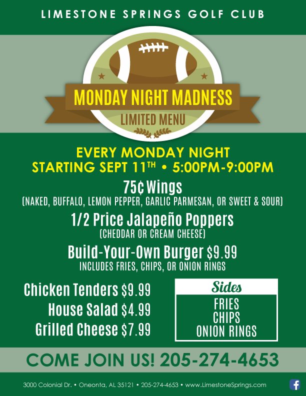 "Are you ready for some football?!?"
Make plans to join us Monday, September 11th for #MNF !