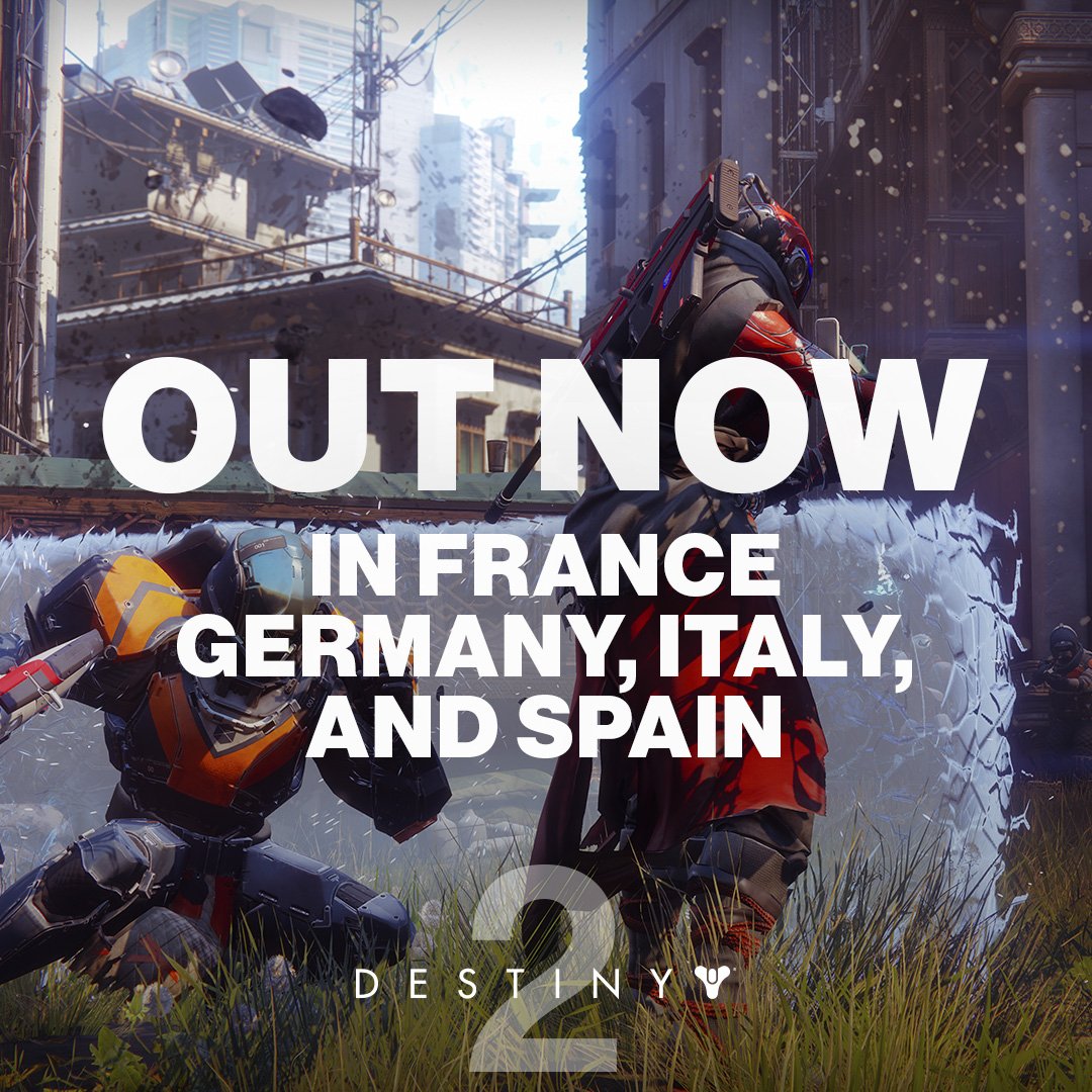 DestinyTheGame's tweet photo. #Destiny2 has arrived, Central Europe. Form up your Fireteams. Bring friends. https://t.co/XKXWQIVRpK