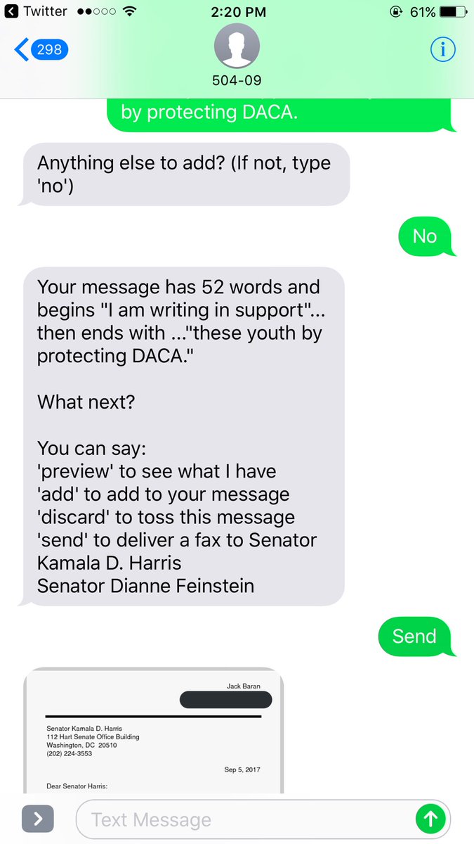 JackBaran's tweet photo. Hey guys. You can easily help #DefendDACA by texting ❎ Resist to 50409 ❎ This will immediately contact your Senators &amp; only takes a minute! https://t.co/YwSFY8lv7b