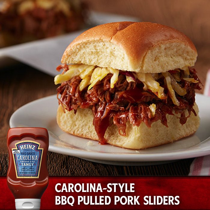 HeinzTweets's tweet photo. Slow cook your pork to make these sliders tender &amp; juicy. Use Carolina #HeinzBBQ sauce to make them unforgettable: https://t.co/VRjDfuK6NT https://t.co/JbDSmjuI13