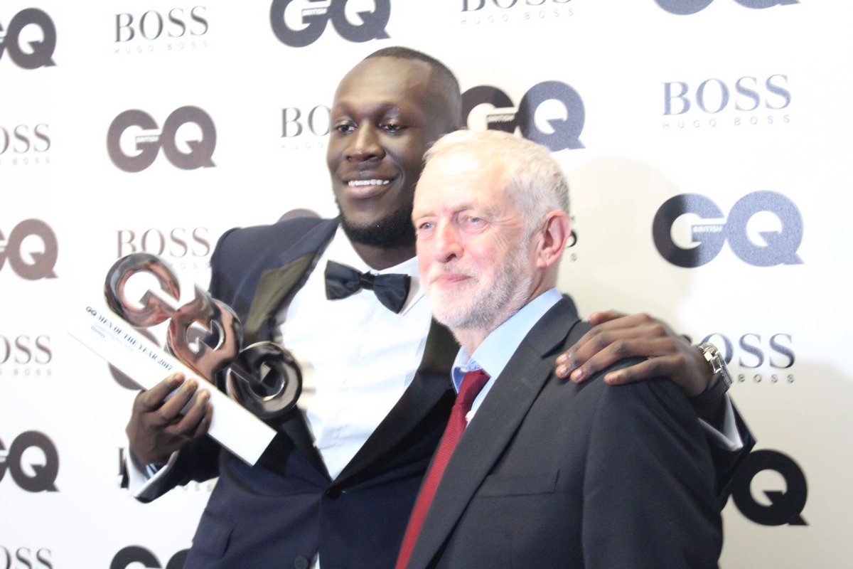 jeremycorbyn's tweet image. Tonight, I was honoured to present @Stormzy1 with the @BritishGQ Solo Artist Of The Year award. facebook.com/JeremyCorbynMP…