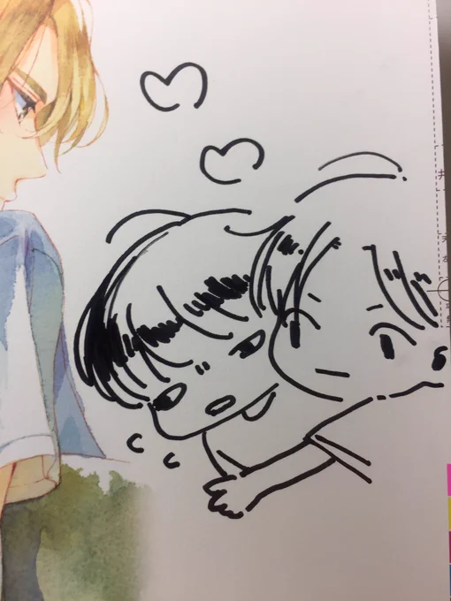 すごい…!各書店さんでいろんな展開してくださってて本当にありがたいです!色紙や色校などいくつか置かせてもらっていると思うので、発見してもらえると嬉しいですー!描いてるうちに楽しくなって色々描いてあるやつもある… 