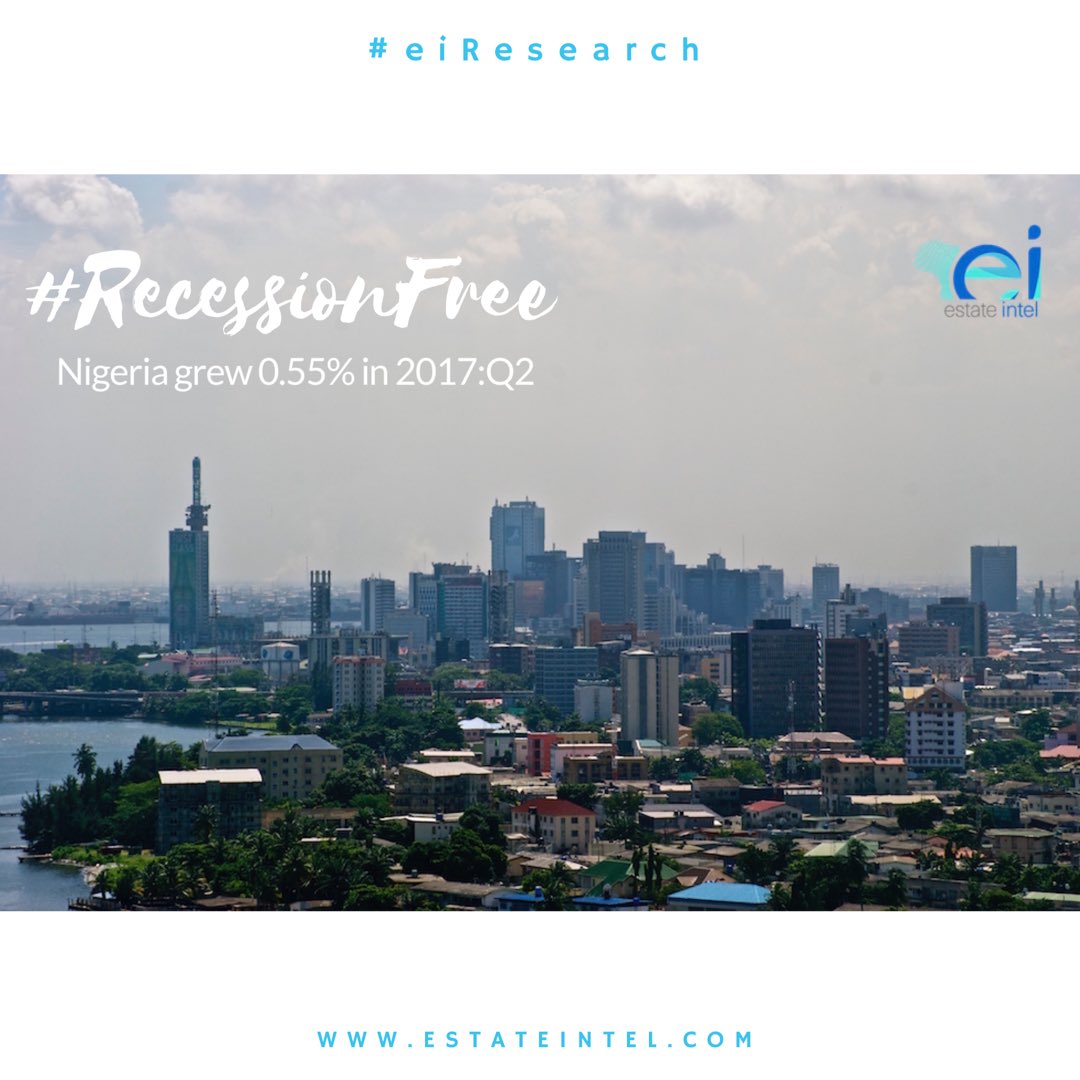 estate_intel's tweet photo. After 5 consecutive quarters of negative growth, Nigeria is recession free! #eiResearch #RecessionFree https://t.co/Yfc0gDS5bU