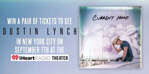 BBRMusicGroup's tweet photo. NYC: We're giving away tix to @dustinlynch's #CurrentMood release party at @iHeartTheaterNY on 9/7! Enter here: https://t.co/fvEzsZXZLO https://t.co/eYG08n5D7e