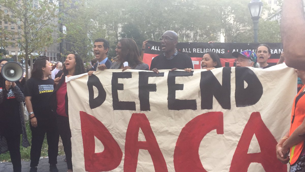 ACLU's tweet photo. Protesters in NYC say: No hate, no fear, immigrants are welcome here. #HereToStay https://t.co/bbWS7HhSmc