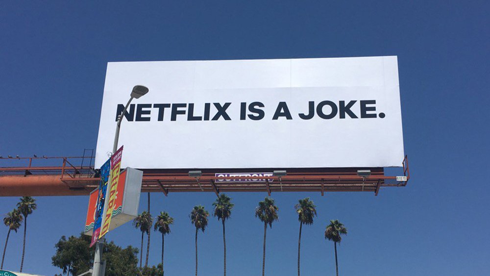 "Netflix is a joke" billboards appear in New York, Los Angeles bit.ly/2x9qacw