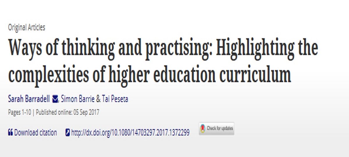 Chuffed to see this in print! Thanks <a href="/tpeseta/">A/Prof Tai Peseta</a> <a href="/ButSimonSays/">Simon Barrie</a> tandfonline.com/doi/full/10.10…
