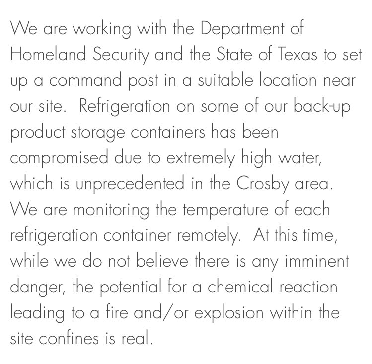 davidshepardson's tweet photo. New: Texas chemical plant evacuates all personnel amid explosion risk https://t.co/upa6r9w68k
