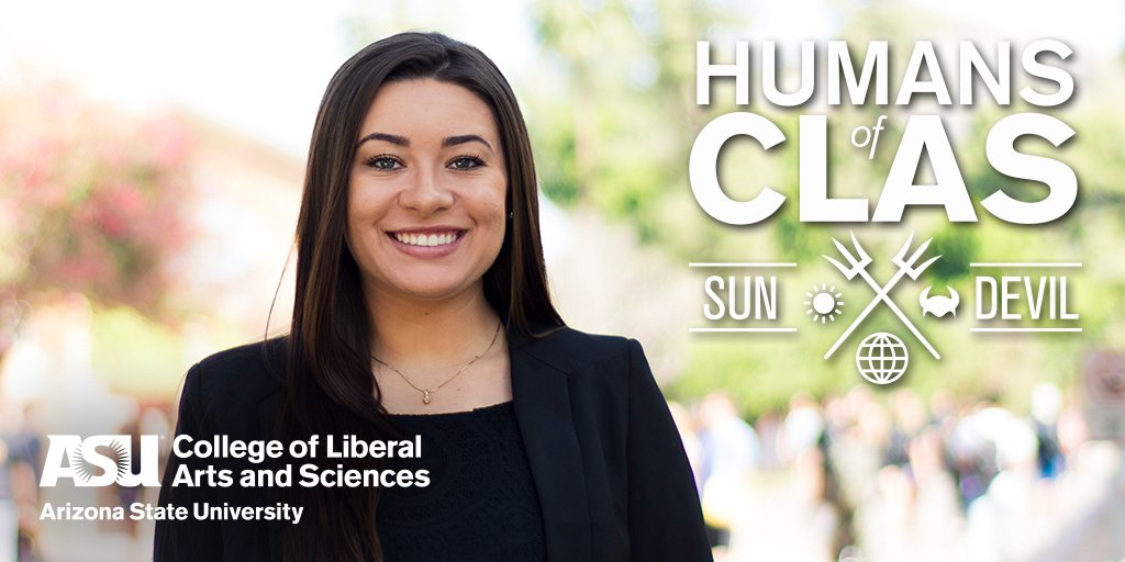 ASUTheCollege's tweet photo. "Words cannot fairly articulate how much I love ASU and how much I’ve grown in my time here.” – Caitlan, justice studies major #HumansofCLAS https://t.co/BYdmL77PPK