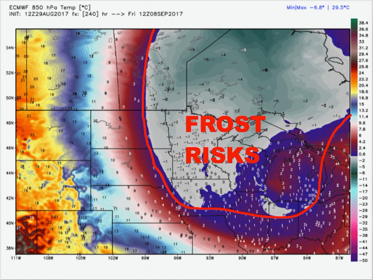 bam_weather's tweet photo. New Euro 850mb temps next Thu/Fri AM -2/+1ºC would allow surface temps on clear skies to get into mid 30s. Need to watch this closely. #AGwx https://t.co/eBRi1LO5rr