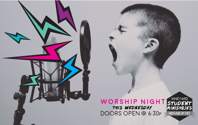 Vineyard707's tweet photo. Coming off an incredible PULSE service on Sunday, tomorrow night is a VSM Worship Night.  Middle and High School students join us at 6:30! https://t.co/hEACZuo68X