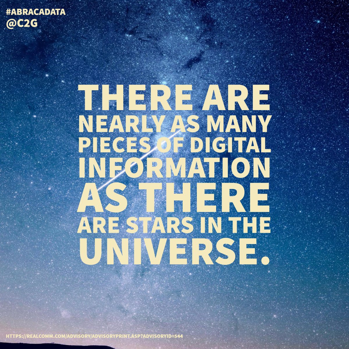 C2G's tweet photo. Did you know that there are nearly as many pieces of digital data as there are stars in the universe? #TechTipTuesday #AVTweeps #AbracaData https://t.co/yaRMkehC54