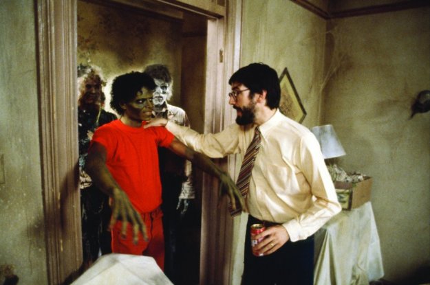 Awesome photo of Michael Jackson & John Landis on the set of Thriller! Happy Birthday  