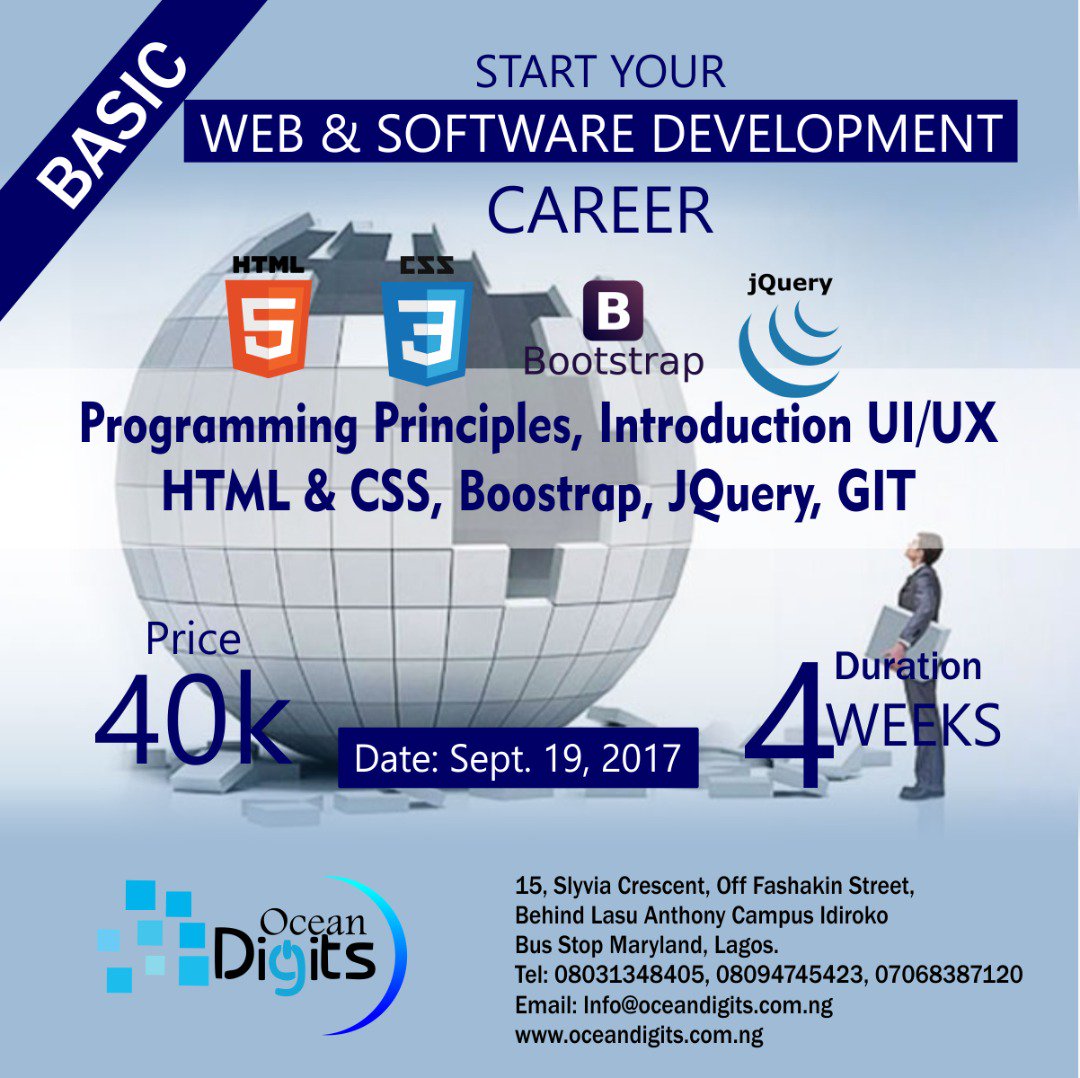 OceandigitsNG's tweet photo. Get prepared for Sept 19th new session of our training . A new experience.... 
Cc: @UNILAG_EFIWE @zegbua https://t.co/LVjuv1uVKb