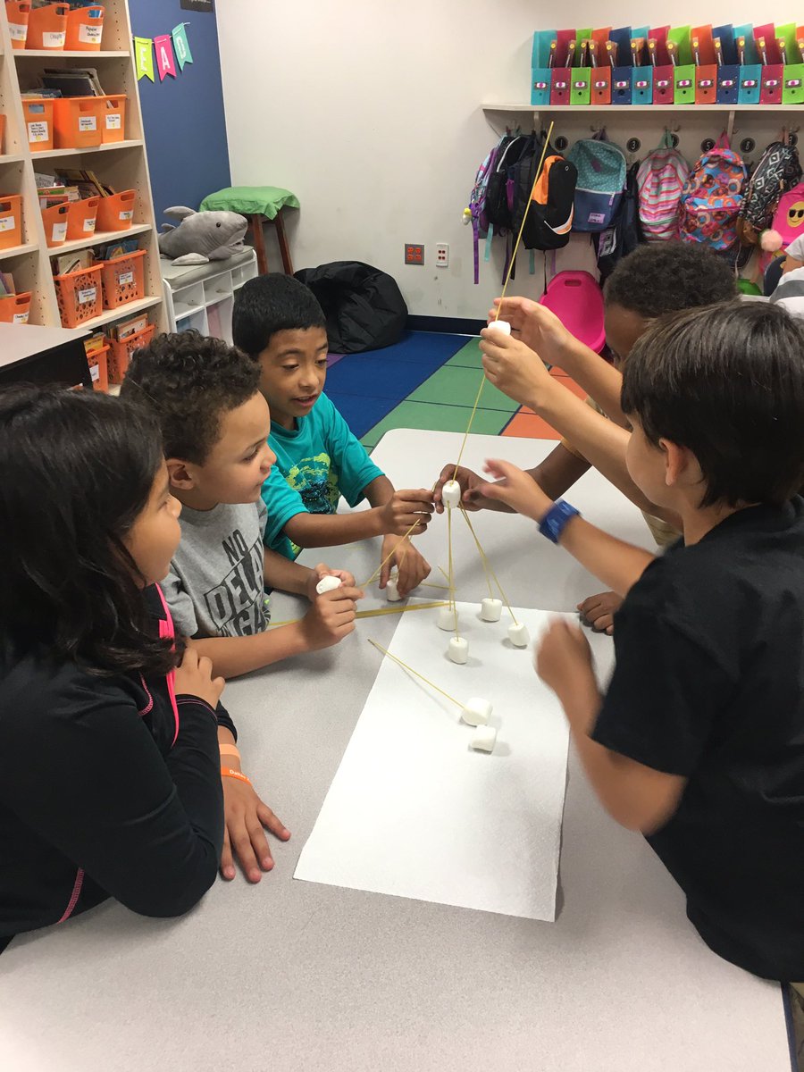 Miss_Harty's tweet photo. Trying to build the tallest tower out of spaghetti noodles and marshmallows!! #ShandsES #teambuilding https://t.co/DNl8yo90Nh