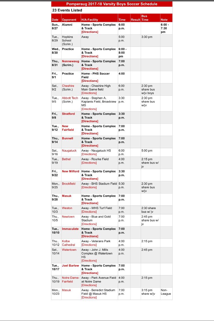 PomperaugSoccer's tweet photo. Our schedule this year, home games in bold. #SWCBound https://t.co/VdQs59hp5b