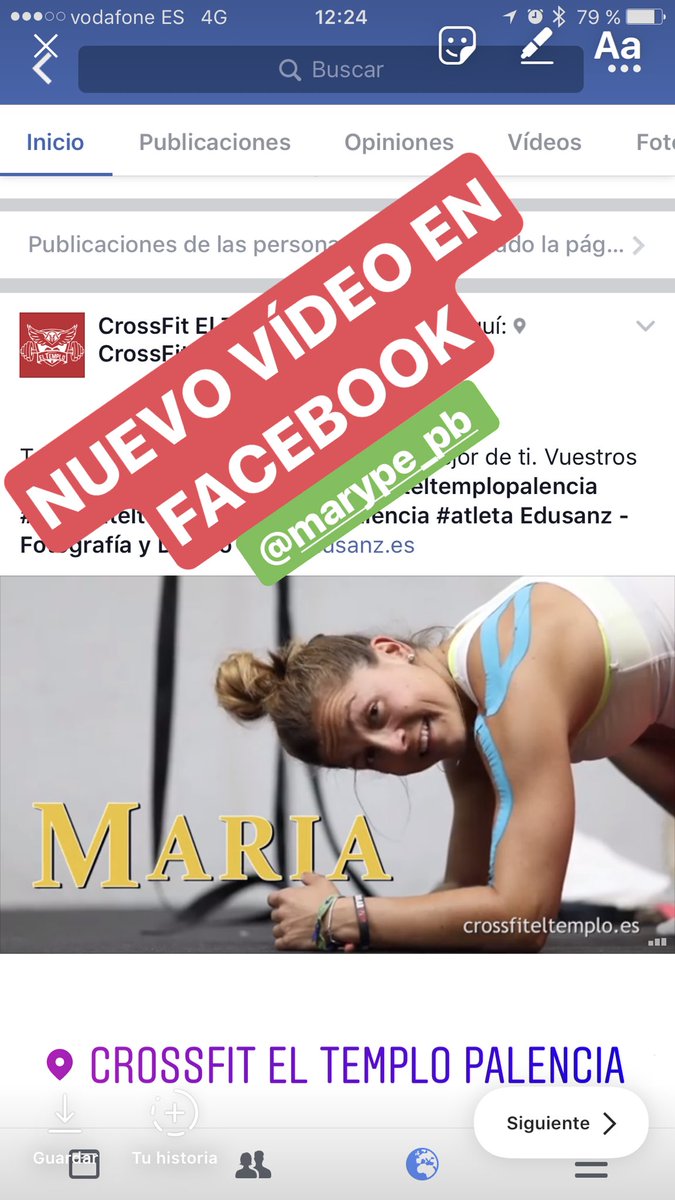 Videaco en Facebook de nuestra atleta @marypePB realizado por <a href="/edusanz/">edusanz 🌻🌻</a> #crossfiteltemplo #crossfiteltemplopalencia #crossfit #palencia