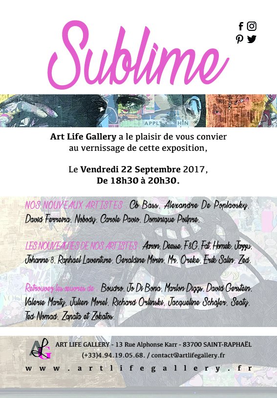 Ne manquez pas, à partir du 22 septembre notre nouvelle #exposition SUBLIME ! 
#artistes #sublime #art #artgallery #new #show #vernissage