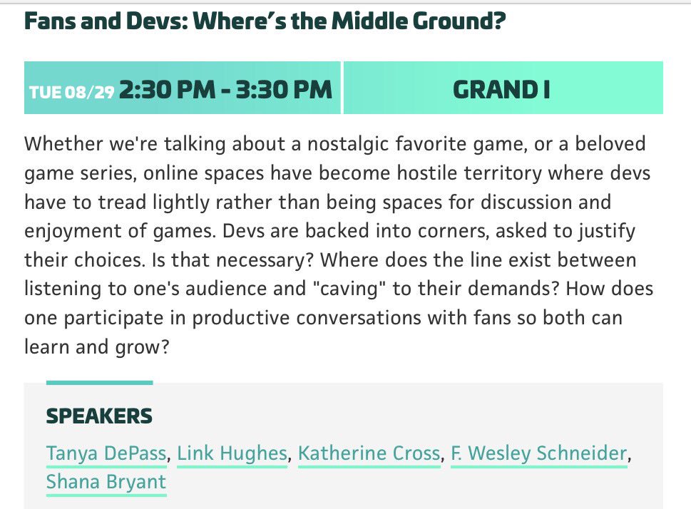 MushrooQueendom's tweet photo. Today: #PAXDev. Speaking on back-to-back panels in Grand 1~
- 2:30p: Fans & Devs
- 3:45p: Diversity Tools & Takeaways
Check it! https://t.co/bGjsb8SFel