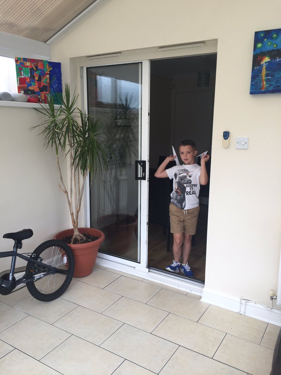 SarahFa87152889's tweet photo. @stfagansMrsC  Harry having fun making various paper planes and seeing how far they can fly !! Summer science challenge 😊 https://t.co/Cwqsi91b6l