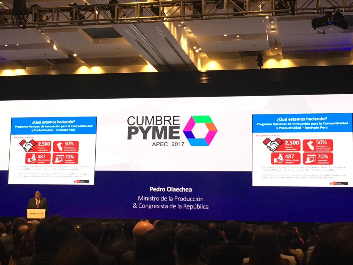 DesireeAlayza's tweet photo. Cumbre Pyme APEC 2017 
Negocios tradicionales, servicios disruptivos. 
@Cofide_Peru https://t.co/E4dQYmZEjr