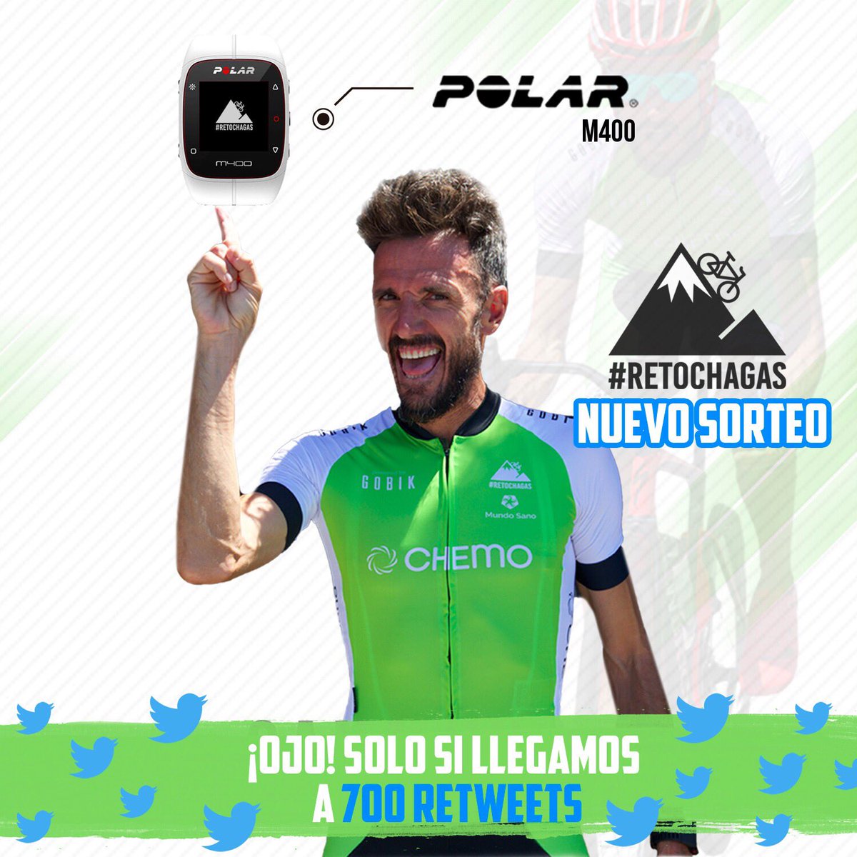 chemitamartinez's tweet photo. 🚨Sorteamos un @PolarSpain M400🚨Necesitamos tu ayuda xa seguir sumando km🚴🏻Cómo? RT y utiliza #Retochagas para que podamos avanzar! Vamos!!😃 https://t.co/SXCo1BgzyS