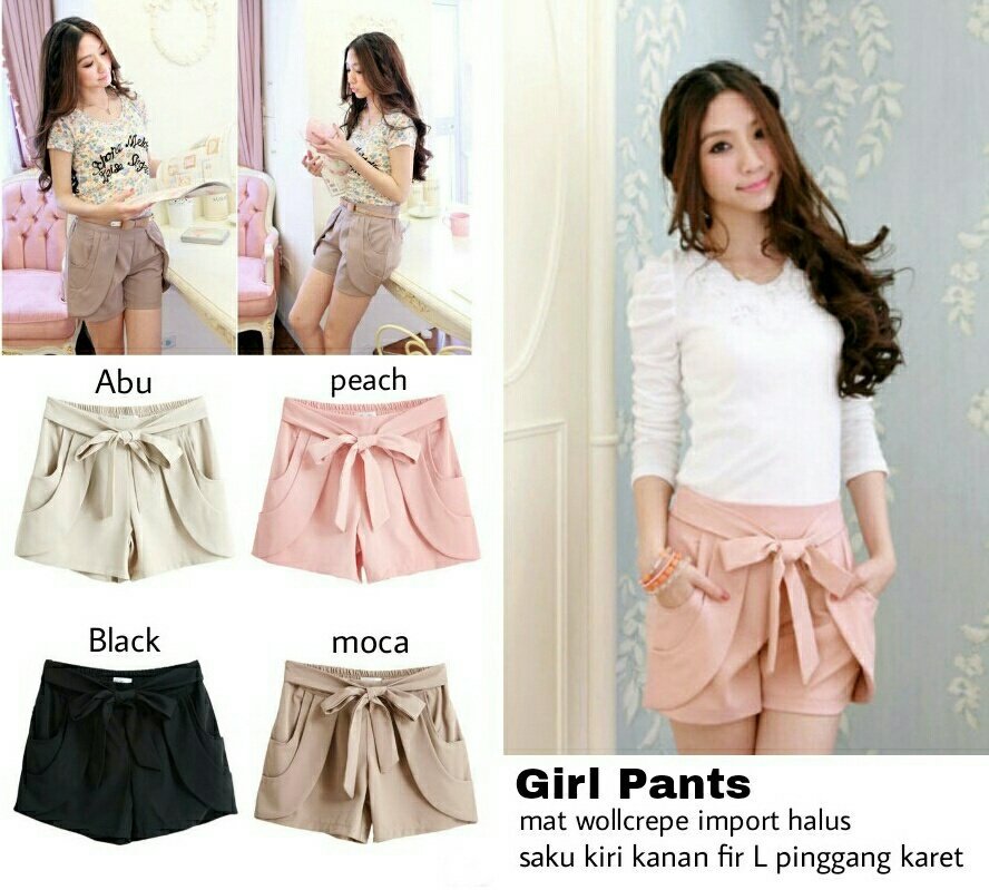 devLinshop's tweet image. Girl hot pants hotpants celana pendek wanita A10737 bahan wollcrepe import halus fit to L, ada saku kiri kanan, panjang 40cm 54rb #hotpants