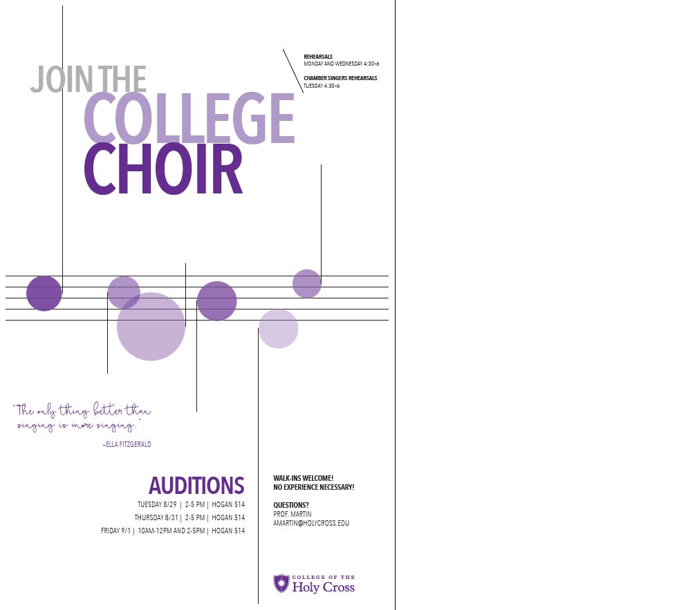 holycrosschoirs's tweet photo. Please join the College Choir and the Chamber Singers for some singing this semester! Auditions are this week! https://t.co/jg3no8cay4