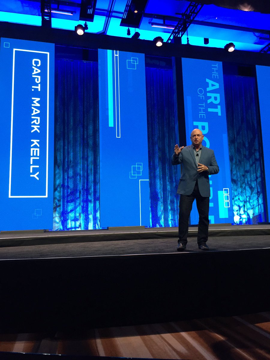 murphmarkd's tweet photo. Capt. Mark Kelly gives an amazing keynote - filling in for his brother @StationCDRKelly - at @FirstData #CommerceConnect17. #Americanheroes https://t.co/I3bdJp0yql