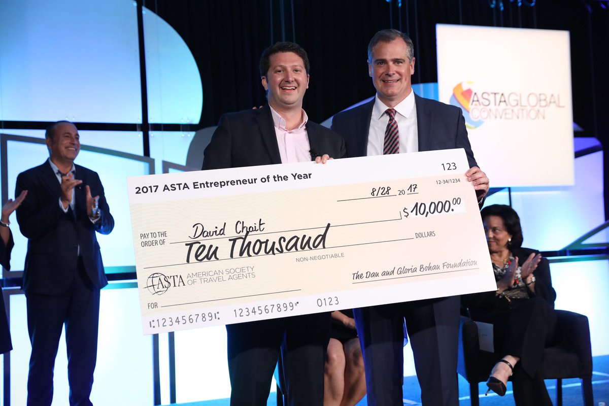 travefy's tweet photo. Congratulations to Travefy CEO, David Chait for winning the @ASTAAgents's Entrepreneur of the Year award! #ASTAAGC https://t.co/kTQDRJPSeD