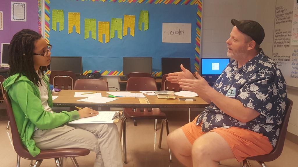 MsPartridgeRead's tweet photo. Emerson interviewing a PRIM source for her research on food&amp;bacteria @dewberryskitchn @APSBenteen @docdrewlovett @DrEmilyAMassey @AKhan_EdS https://t.co/Cf4dgZntED