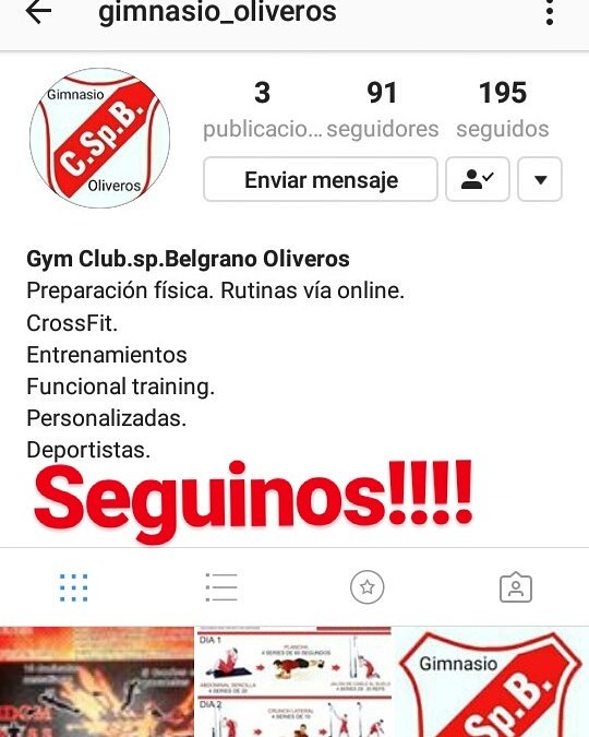SpBelgrano's tweet photo. 🚨Ahora contamos con Instagram propio del gimasio!Rutinas, entrenamientos, videos de las clases! Seguinos a gimnasio_oliveros! Y sumate!!🙌👏🙌 https://t.co/ViIUGjUjSI