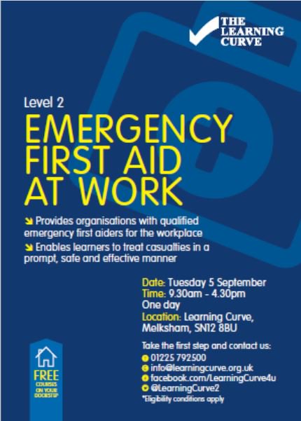 LearningCurve2's tweet image. First Aid Course - Free to those claiming JSA ,ESA (WRAG) + Universal Credit or a charge of £65. A few places remaining, apply now! 👩‍⚕️👨‍⚕️