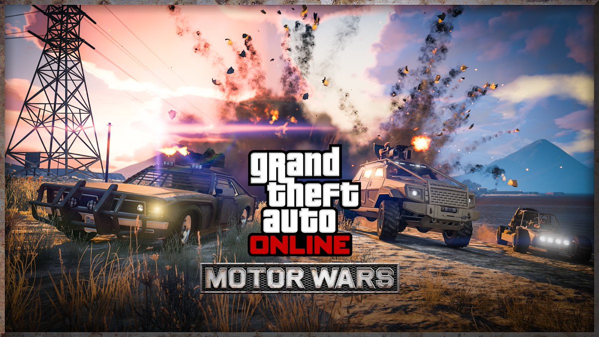 RockstarGames's tweet photo. MOTOR WARS

Hunt down enemy teams in an ever-shrinking killbox to survive and win in this brutal new #GTAOnline mode
https://t.co/FAVMqL0xyr https://t.co/lBamE3zqWL