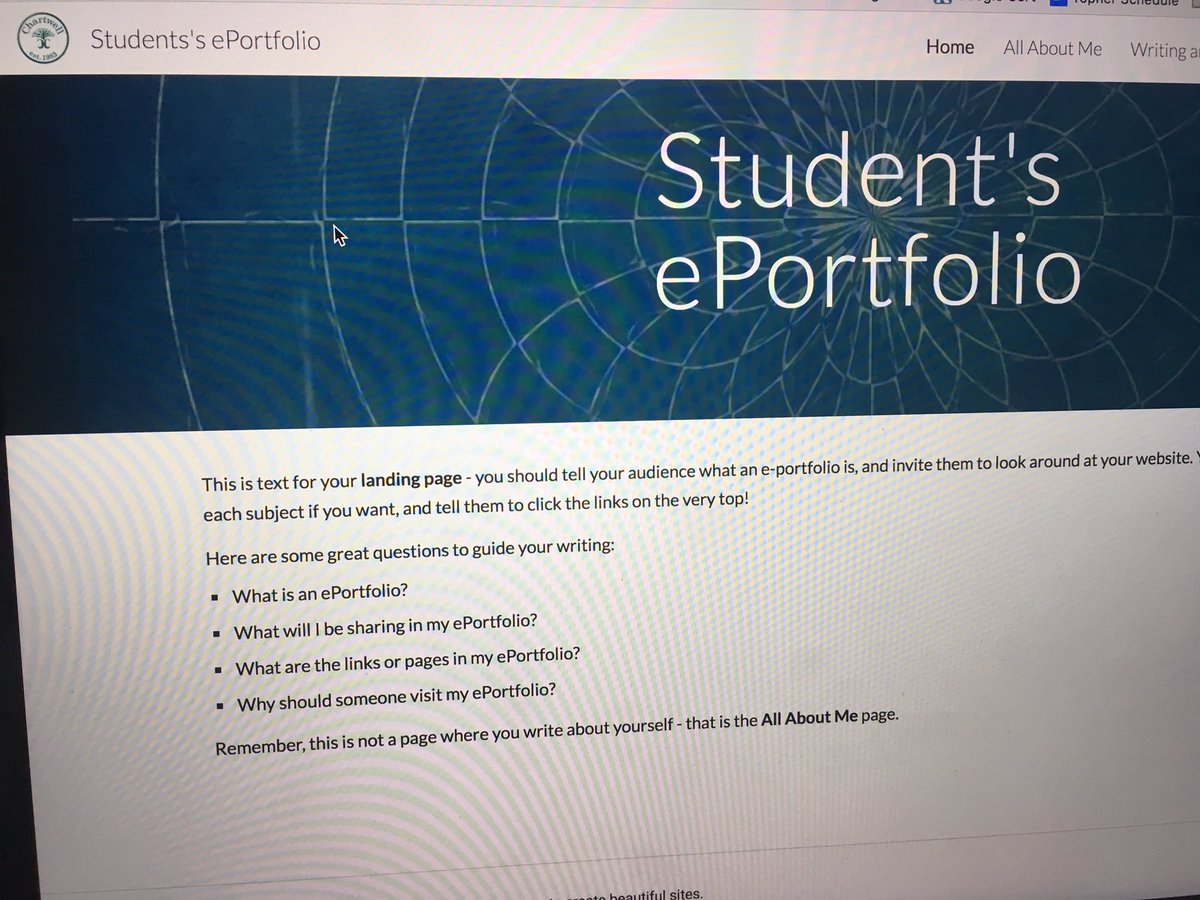 tophermueller's tweet photo. #eportfolio initiative using new google sites. Not easy - but worth it! @edtech @mbcue #chartwellschool https://t.co/iVxOOCnMp7